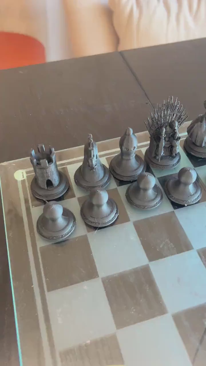 Primordial Chess Set | Primordial Designer Chess Pieces | Modern Architectural Design | Luxury Chess Gift | Contemporary Home Decor