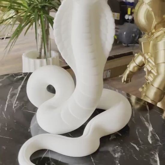 Cobra Snake Sculpture - 3D Printed Minimalist Modern Decor Figurine