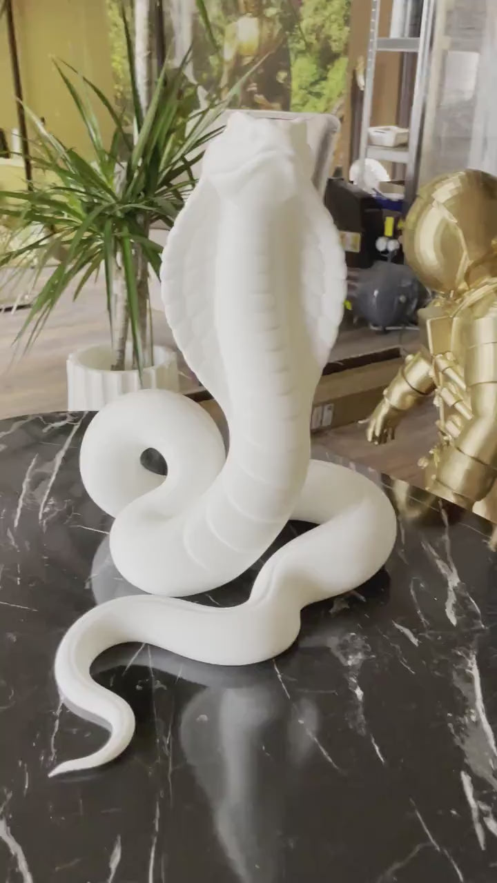 Cobra Snake Sculpture - 3D Printed Minimalist Modern Decor Figurine