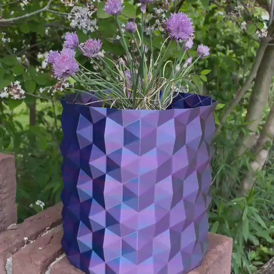 Modern Decorative Vase | Blue Gradient Geometric Design | Stylish Home Accent