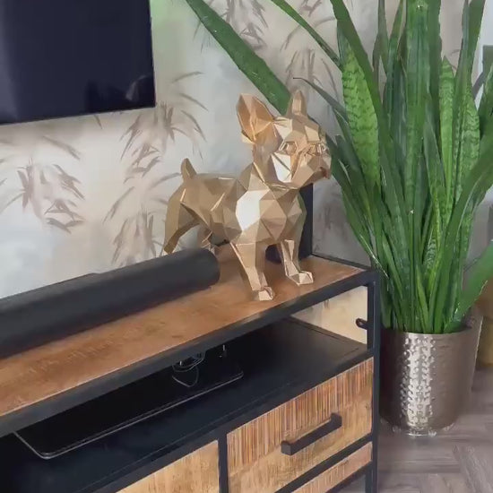 Elegant Bulldog Statue | Modern Art Sculpture | Gold Decor | Handcrafted Accent | Home Elegance