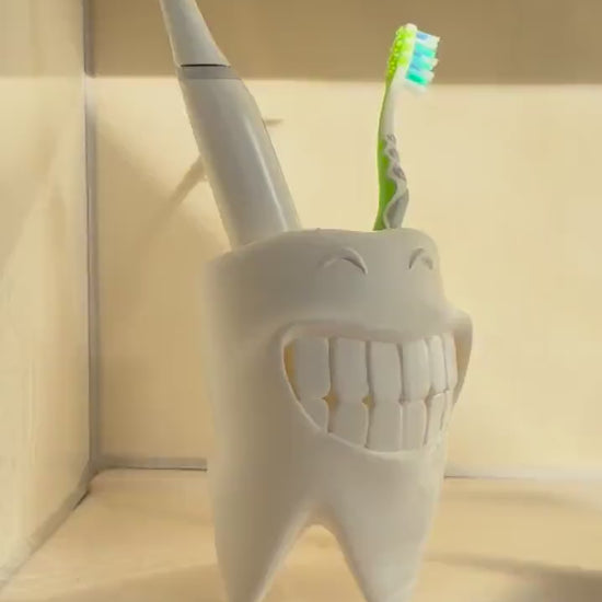 Toothbrush Holder Bathroom Organizer | Smiling Teeth Stand | Funny Bathroom Decor | Electric Manual Toothbrush Storage | Gift Dentist
