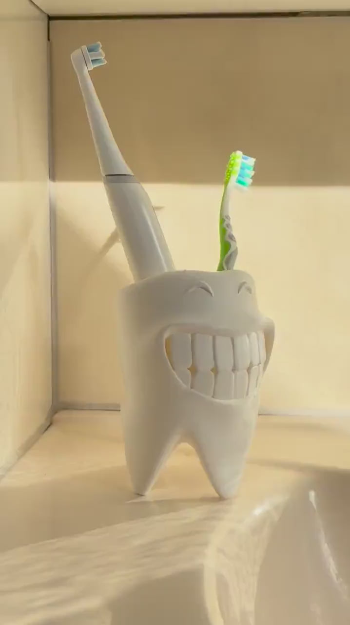 Toothbrush Holder Bathroom Organizer | Smiling Teeth Stand | Funny Bathroom Decor | Electric Manual Toothbrush Storage | Gift Dentist