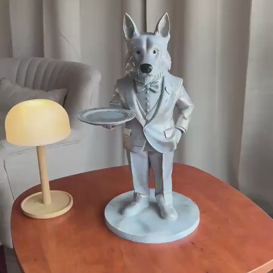 German Shepherd Decoration | Stylish Indoor & Outdoor Decor | Elegant Figure with Serving Tray | Perfect Gift or Decoration