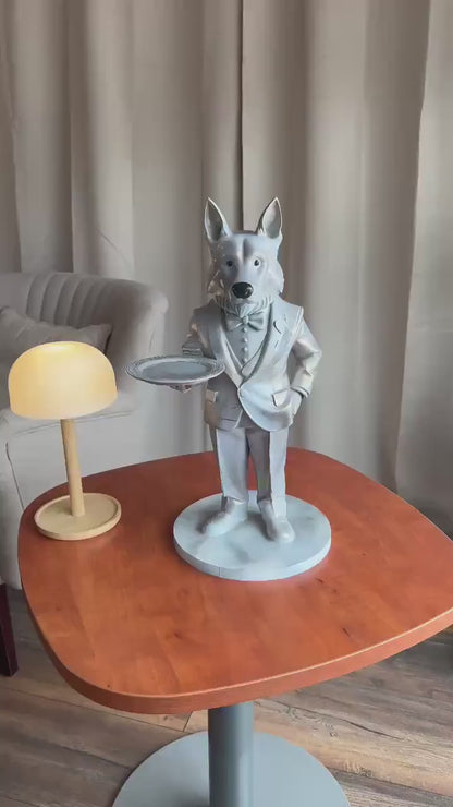 German Shepherd Decoration | Stylish Indoor & Outdoor Decor | Elegant Figure with Serving Tray | Perfect Gift or Decoration