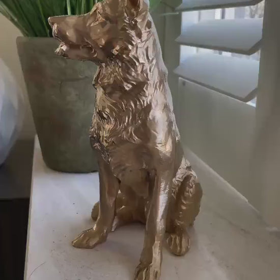 Golden German Shepherd Statue – Regal Dog Decor, Perfect Home Accent & Luxury Gift for Pet Lovers, Hand-Finished and Eye-Catching!