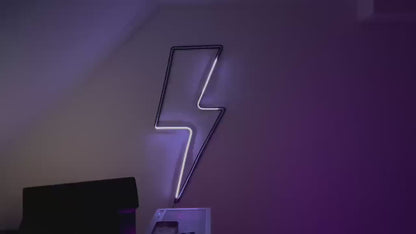 Neon sign 3 Meters – LED included thunder lightning bolt wall decor for gaming room, bedroom, office, aesthetic wall art – modern neon light