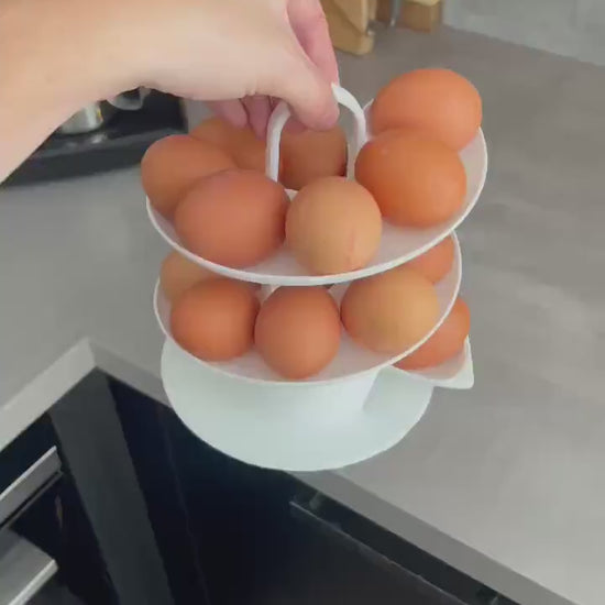 Egg Holder Dispenser | Spiral Egg Organizer | Modern Kitchen Storage | Rolling Egg Rack | Unique Countertop Display