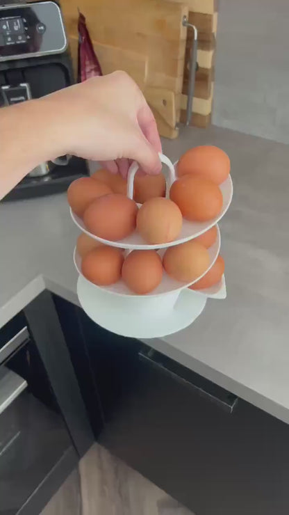 Egg Holder Dispenser | Spiral Egg Organizer | Modern Kitchen Storage | Rolling Egg Rack | Unique Countertop Display