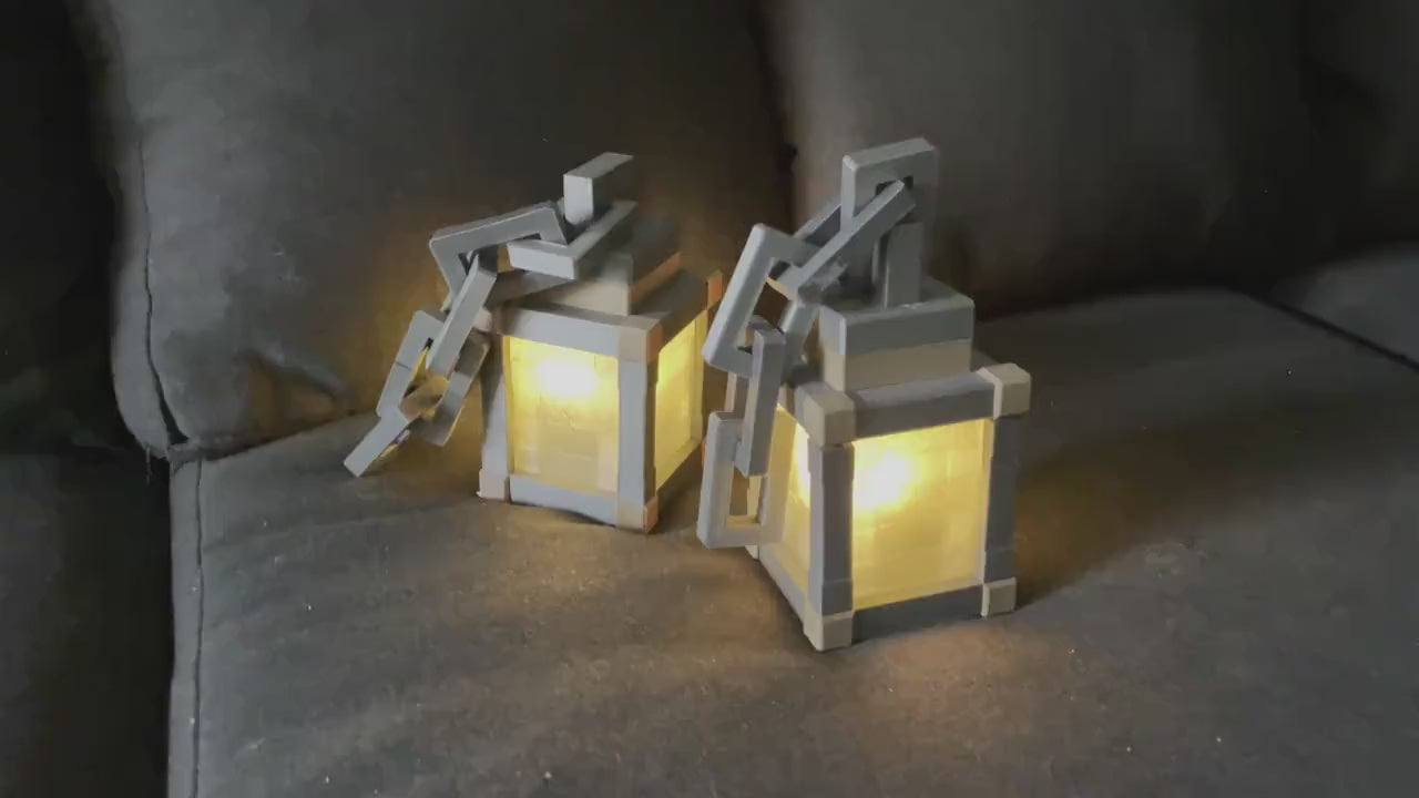 Hanging Lantern LED Night Light Lamp - Set of 2! - Gamer Room Decor, Gaming Gift for Kids & Fans