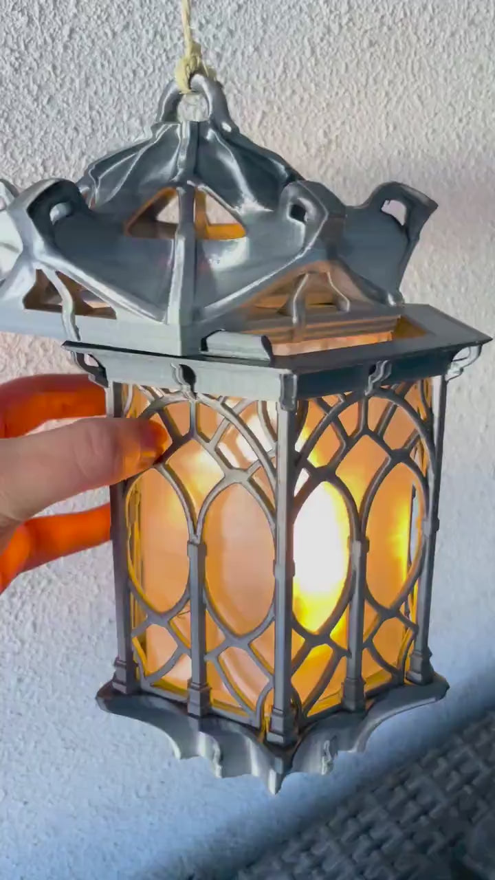 Hanging Lantern LED Night Light Gothic Lamp | Set of 2 | Vintage Gamer Room Decor | Gaming Gift for Kids & Fans