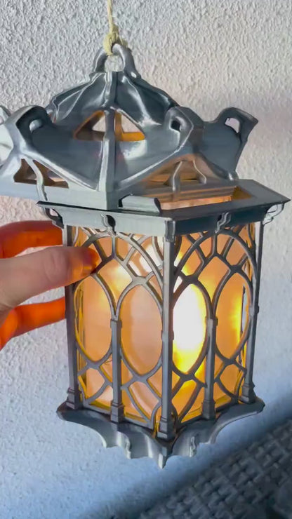 Hanging Lantern LED Night Light Gothic Lamp | Set of 2 | Vintage Gamer Room Decor | Gaming Gift for Kids & Fans