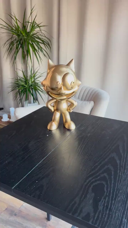 Felix the Cat Old School Figuur | Vintage Cartoon | Retro Collectible | Gold Edition