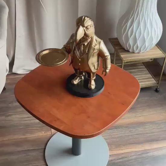Bijzettafel 70CM | Elegante Champagne Butler Tafel met Dienblad & Sleutelhouder | Stijlvolle Woondecoratie