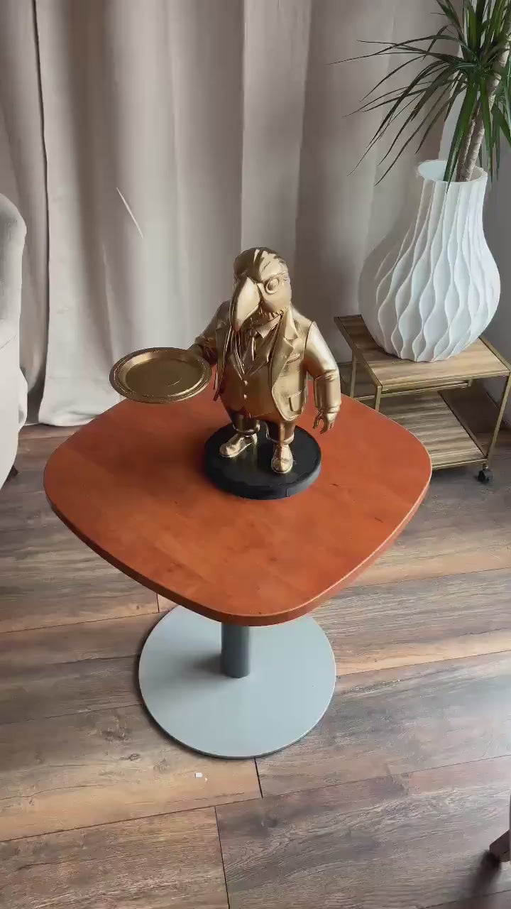 Bijzettafel 70CM | Elegante Champagne Butler Tafel met Dienblad & Sleutelhouder | Stijlvolle Woondecoratie