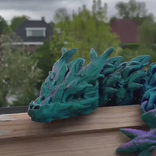Large Dragon Sculpture | 90cm Color-Shifting Art Toy for Fantasy Enthusiasts