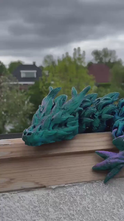 Large Dragon Sculpture | 90cm Color-Shifting Art Toy for Fantasy Enthusiasts