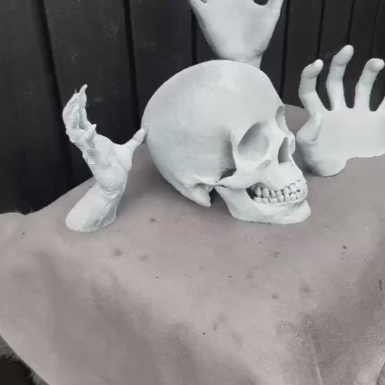 Halloween Decoration | Skull Bones | Spooky Skeleton Prop for Indoor & Outdoor | Handcrafted Skull and Hands | Haunted House Decor