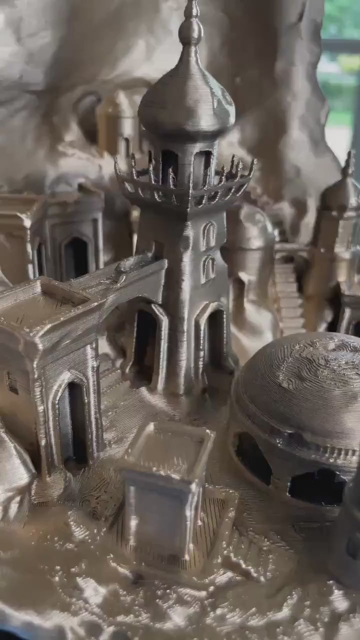 3D Moon Diorama home decor | Fantasy Architecture | Miniature Mystical Palace Sculpture Fantasy World Decor Magical City Art