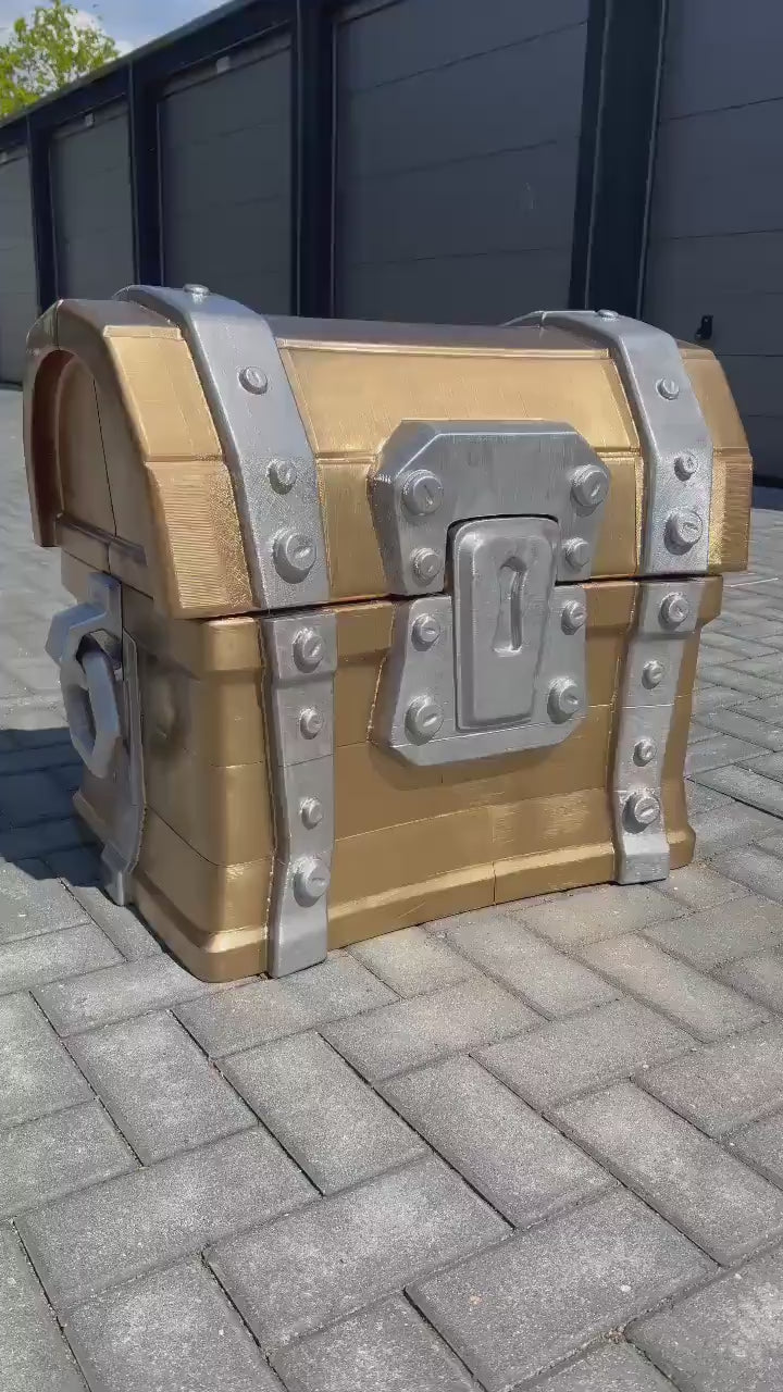 Game Loot Chest  Real Life-Size | 3D-Printed Pirate Storage Treasure Crate for Gamers, Cosplay, and Decor | Epic Battle Royale Loot Box!