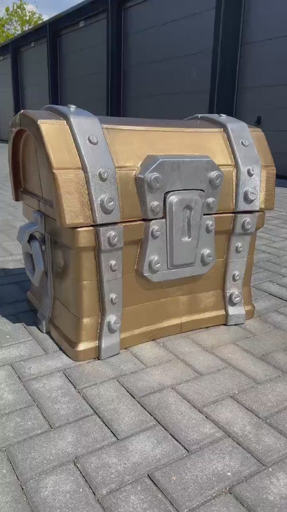 Game Loot Chest  Real Life-Size | 3D-Printed Pirate Storage Treasure Crate for Gamers, Cosplay, and Decor | Epic Battle Royale Loot Box!