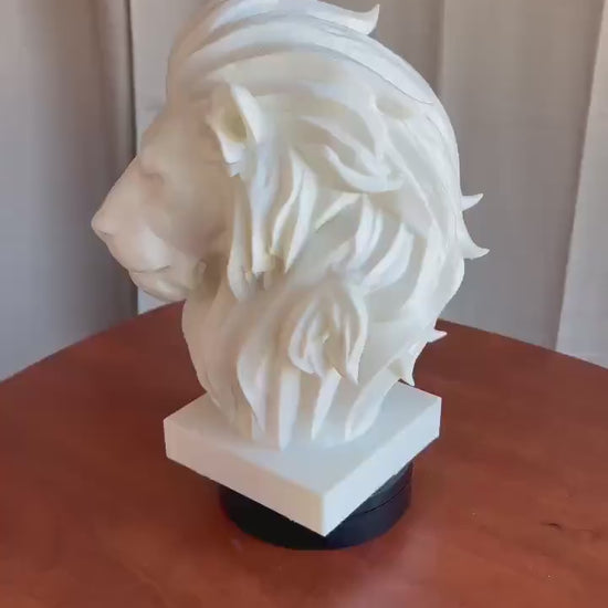 Lion Head Bust Statue | 3D Animal Sculpture | Majestic Lion Home Decor | Modern Statement Art Display | Wildlife Inspired Sculpture