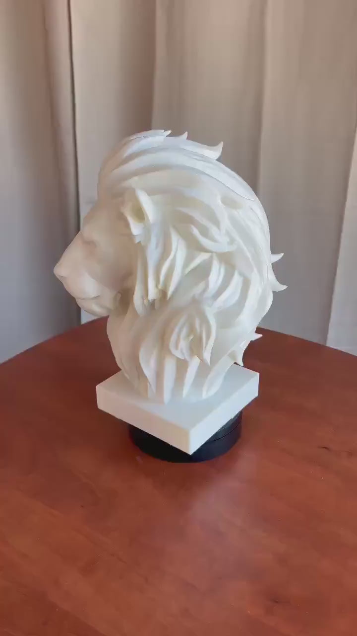 Lion Head Bust Statue | 3D Animal Sculpture | Majestic Lion Home Decor | Modern Statement Art Display | Wildlife Inspired Sculpture