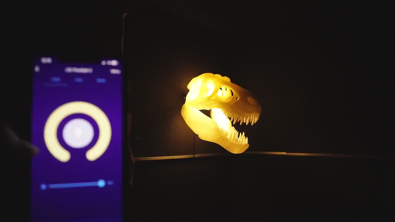 Trex Skull RGB Light Tyrannosaurus Dinosaur Wall Art – Unique Home Decor, Gaming Room, Kids Nightlight, Office Desk Decoration