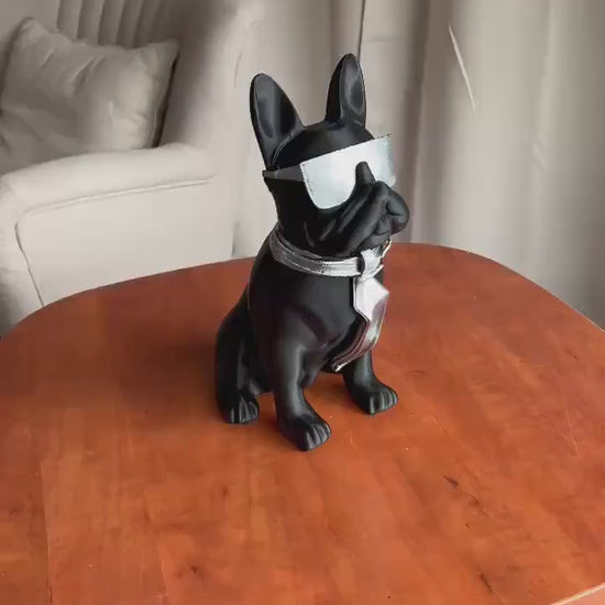 Bulldog Decoration Statue Sunglasses | Cool Dog Figurine with Tie | Trendy Home Decor Accent | Ideal Gift for Dog Lovers & Modern Interiors
