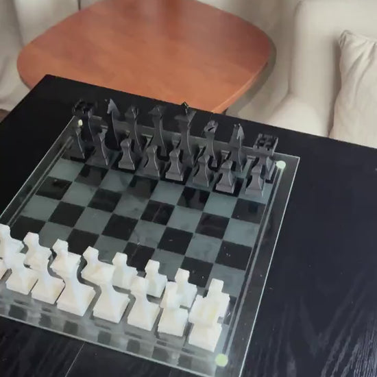 Square Chess Set | Geometric Designer Chess Pieces | Modern Architectural Design | Luxury Chess Gift | Contemporary Home Decor