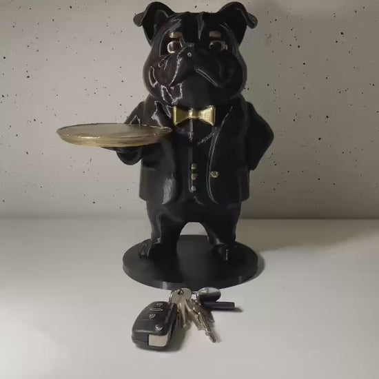 Bulldog Butler Table - Unique Decorative Tray Holder & Key Organizer - Fun Dog Statue for Home Decor - Perfect Gift for Dog Lovers