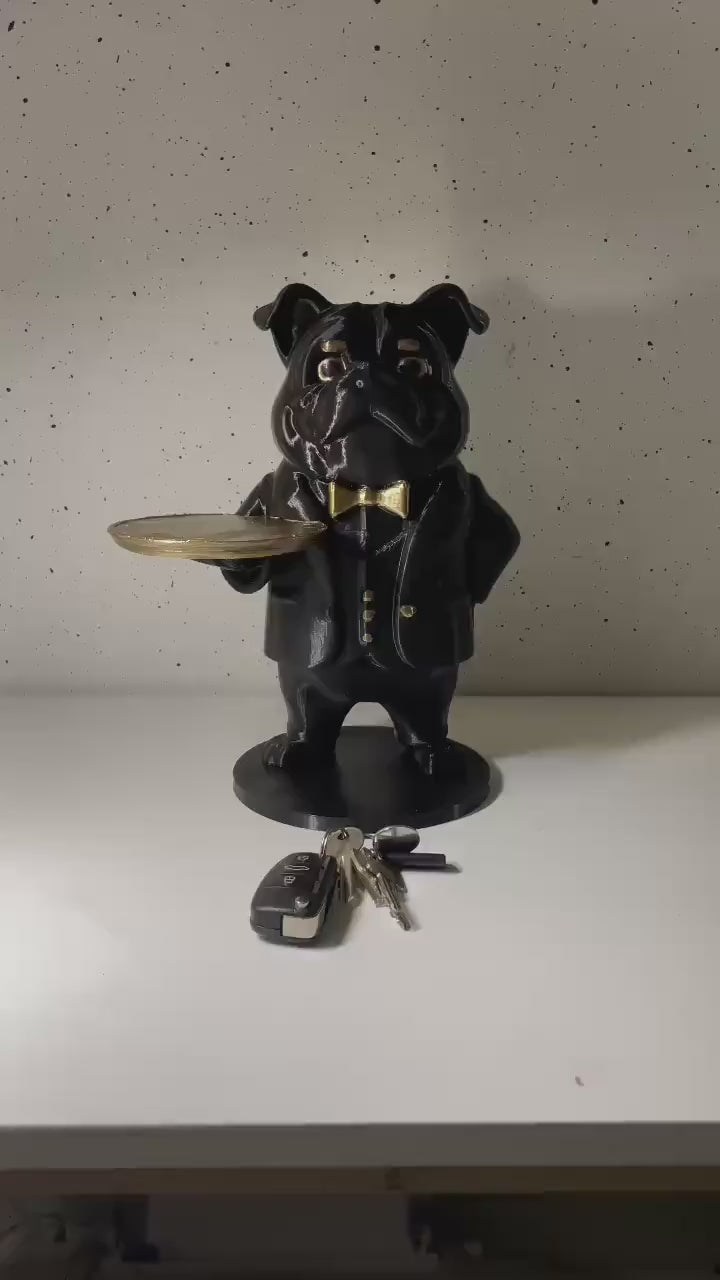 Bulldog Butler Table - Unique Decorative Tray Holder & Key Organizer - Fun Dog Statue for Home Decor - Perfect Gift for Dog Lovers