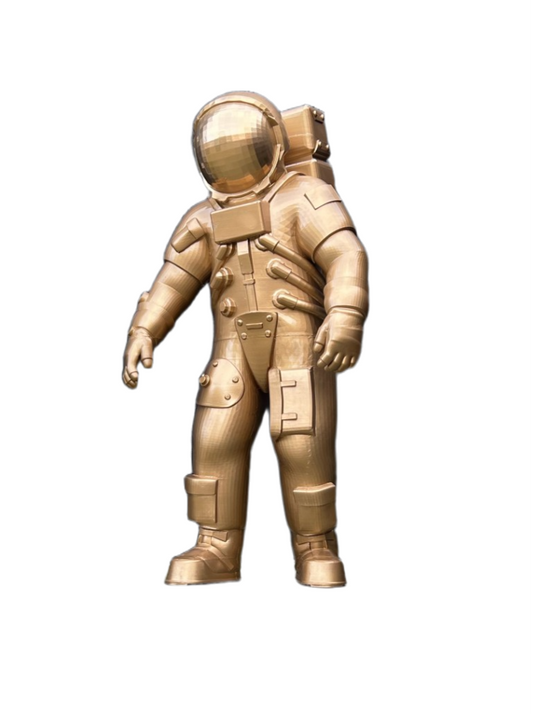 Astronaut Figurine Decor | Sci-Fi Gold Statue | Statement Piece for Living Room or Office